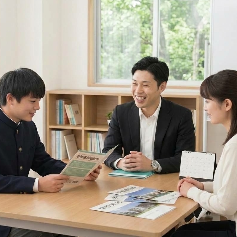卒業後の進路について相談する面談の様子